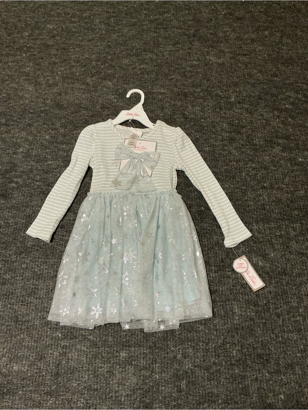 Little Lass White and Light Blue Striped Toddler Top